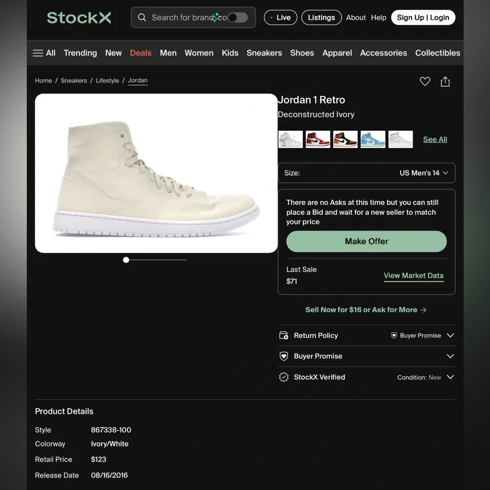 Jordan Men's High-Top Sneakers in Off-White/Cream